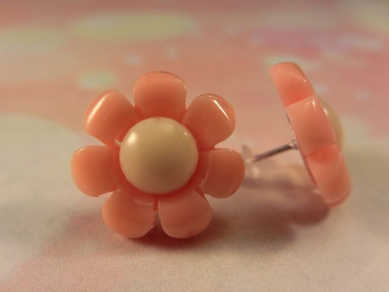 Preview: Pastell Blume Ohrstecker Blüte Flower orange beige